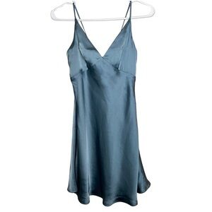 Forever 21 Blue Satin Spaghetti Strap Dress Size Small